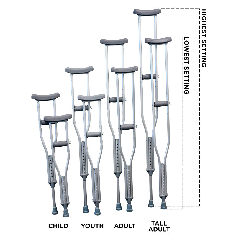 Push-Button Aluminum Crutches