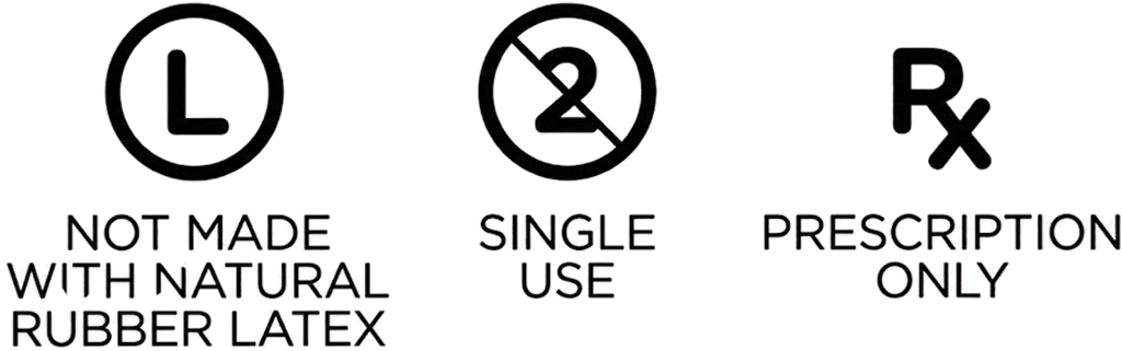 Not made with natural rubber latex. Single use. Prescription only.